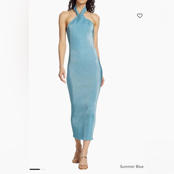 L’idee Nuits D'Été Turlington Midi-Dress Blue Halter | Size Uk 8/Small NWT - Picture 2 of 10